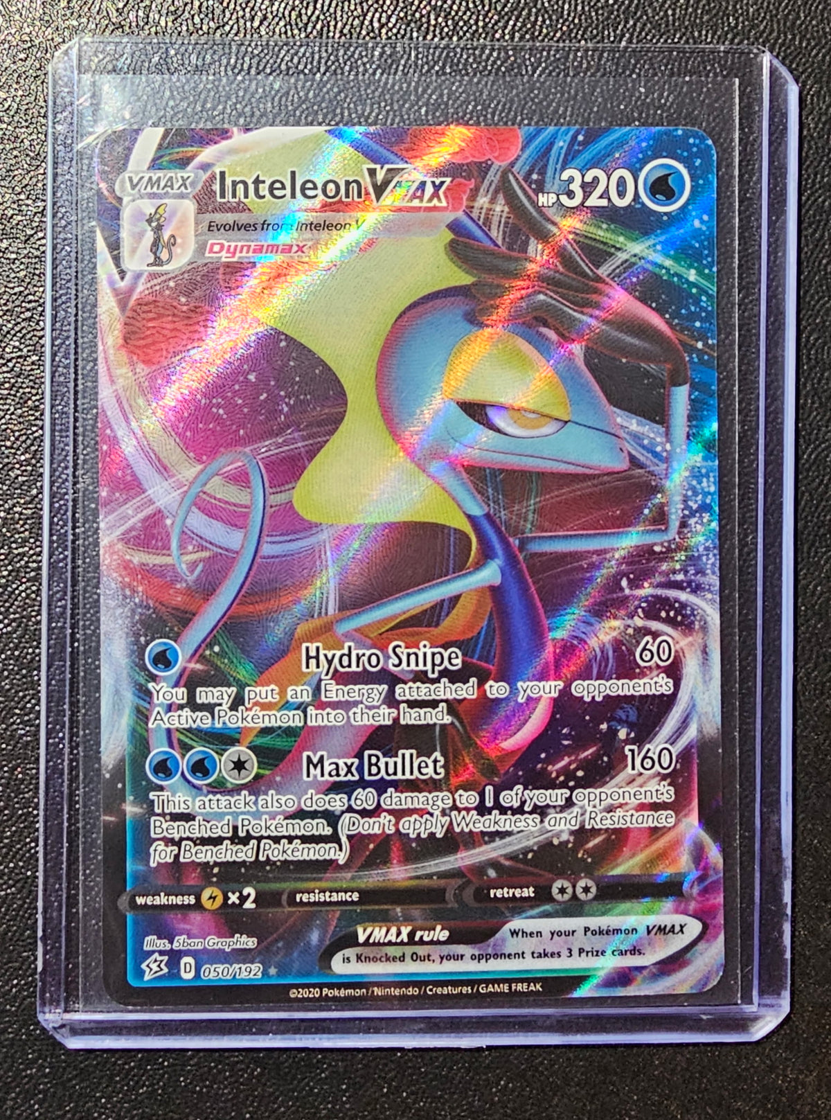 Inteleon VMAX – Rainbow Secret Rare – 050/192 – Mint/NM – Max Bullet Sniper