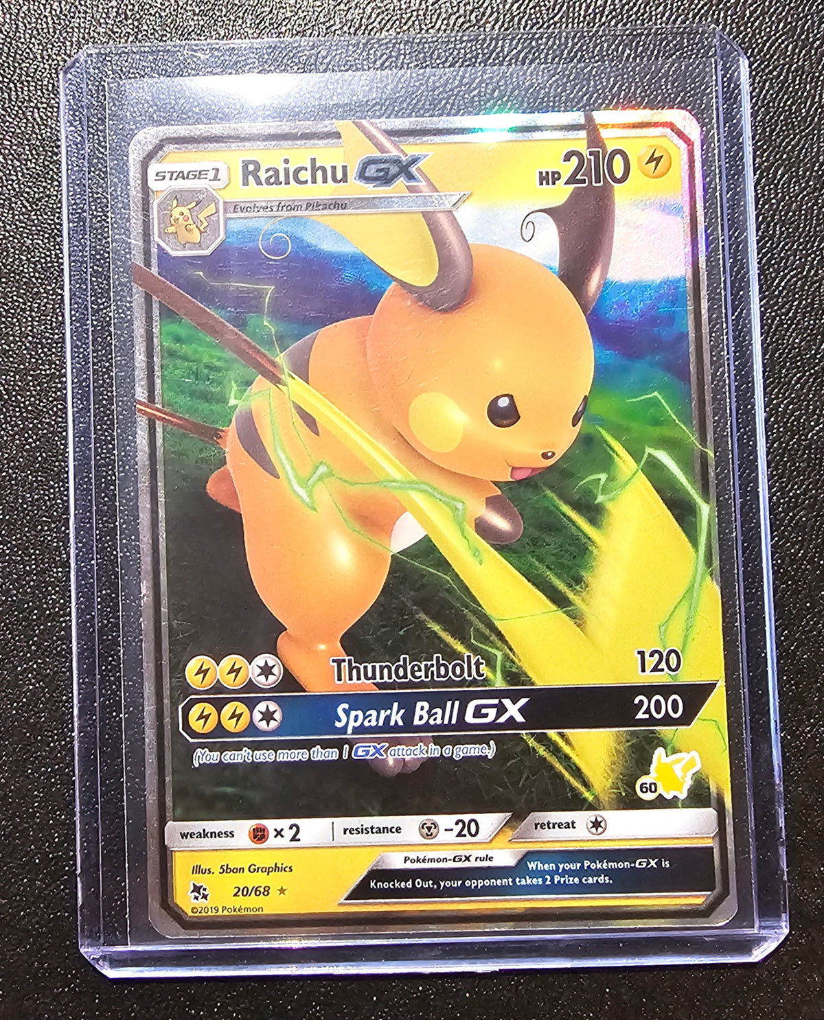 Raichu GX – 20/68 – Hidden Fates Ultra Rare – NM