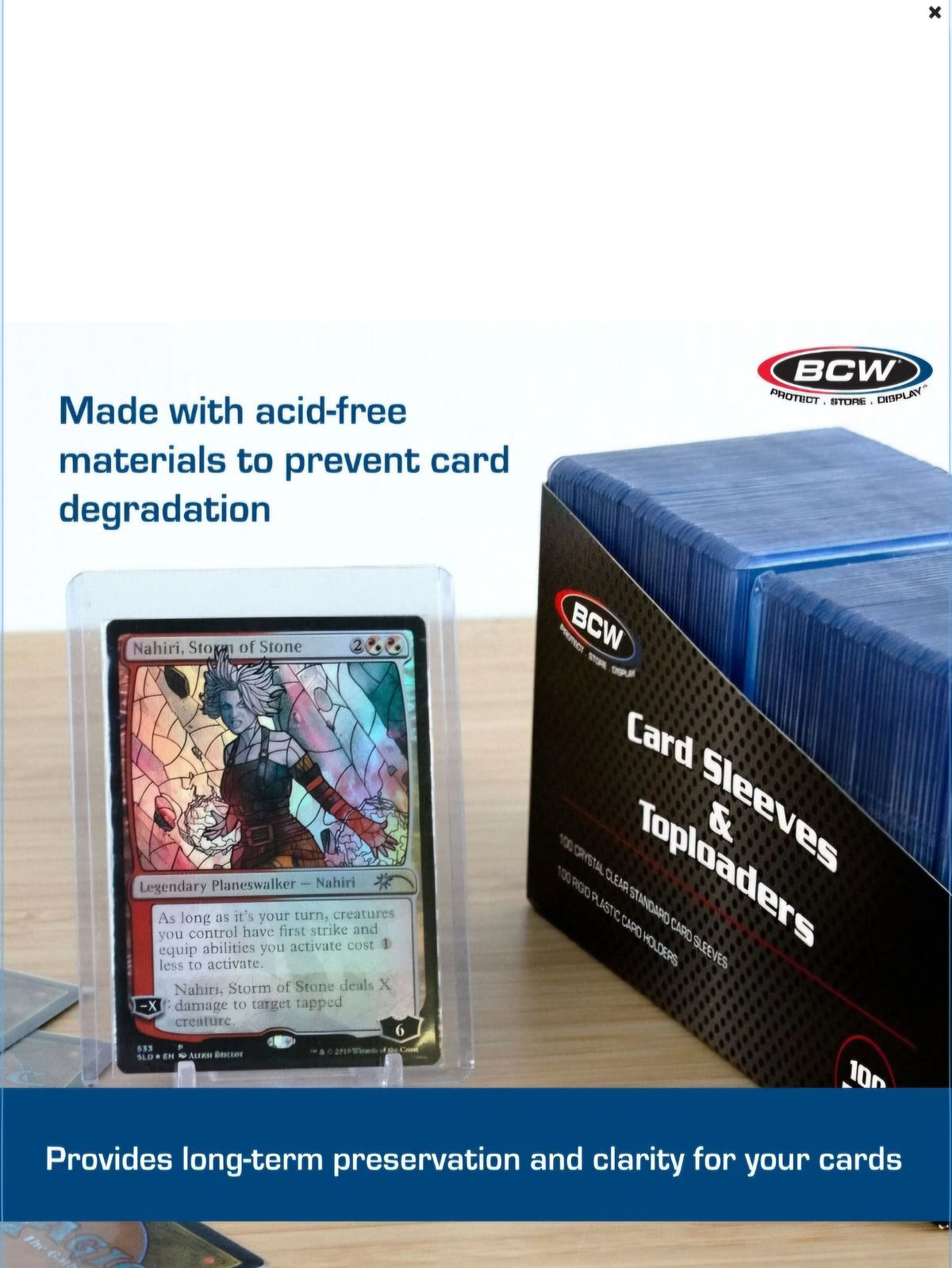 BCW 100‑Count Toploader & Sleeve Combo Pack